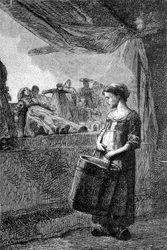 Cosette vor dem Spielzeugladen - in „Les Misérables“ von Victor Hugo, ill. von Brion, ed. Hetzel und Lacroix