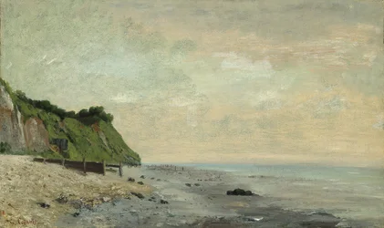 Klippen an der Küste: Kleiner Strand, Sonnenaufgang (Falaise au bord de la mer, vu Petite Plage, soleil levant)