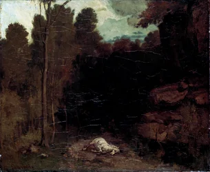Landschaft mit einem toten Pferd