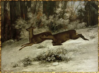 Der Wechsel, Jagdszene auf Rehe in der Franche-Comté