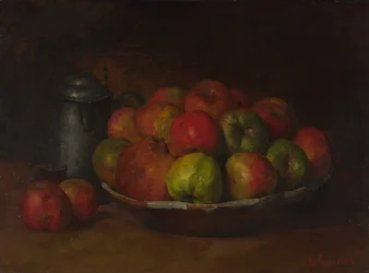 Stillleben mit Äpfeln und einem Granatapfel, 1871-1872