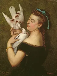 Frau mit Tauben