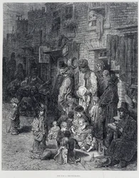 Eine Straße in Whitechapel - in „London“ von Gustave Doré
