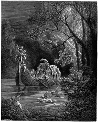 Alcina und Ruggiero als glückliche Liebende beim Angeln