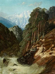 Alpenlandschaft mit Bach, nach 1870