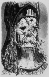 Drolatische Geschichten Ein alter Tropuat von Honore de Balzac, Zeichnung von Gustave Doré, Gravur von Deghouny 1855