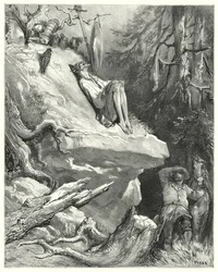 Gustave Dorés Don Quixote: "Ach!" antwortete Sancho, "Ich fand ihn in seinem Hemd, mager, blass und fast verhungert, seufzend nach seiner Dame Dulcinea"