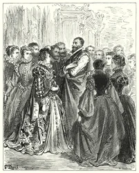 Gustave Dorés Don Quixote: "Don Antonios Frau hatte mehrere ihrer Freunde zu einem Ball eingeladen, um ihren Gast zu ehren"