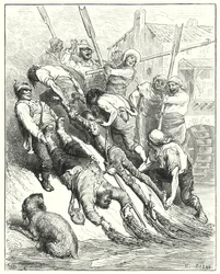 Gustave Dorés Don Quixote: "Sie wurden beide an Land gezogen, mehr durchnässt als durstig"