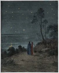 Inferno, Gesang 2: Der dunkle Himmel der ersten Nacht, Illustration aus "Die Göttliche Komödie" von Dante Alighieri, 1885