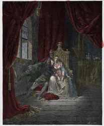 Inferno, 5. Gesang: Paolo und Francesca, Illustration aus „Die Göttliche Komödie“ von Dante Alighieri, 1885