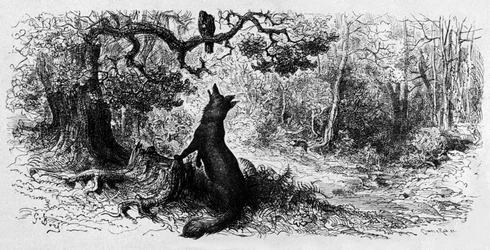 Der Rabe und der Fuchs (Gravur)