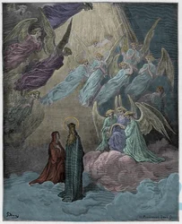 Paradiso, Gesang 21: Die leuchtenden Seelen singen, Illustration aus "Die Göttliche Komödie" von Dante Alighieri, 1885