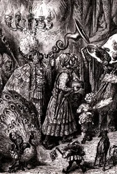 Sindbad der Seefahrer - Märchen aus Tausendundeiner Nacht - Illustration von Gustave Doré (Detail) - Maxwell-Ausgabe 1865 - Sechste Reise: Am Hof des Königs von Serendib