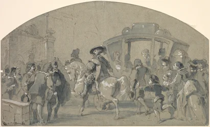 Straßenszene recto, Skizzen verso, ca. 1848-49