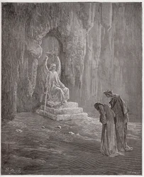 Die Göttliche Komödie, Purgatorio, Gesang 9: Dante und Virgil an den Toren des Fegefeuers - von Dante Alighieri (1265-1321) - Illustration von Gustave Doré (1832-1883)