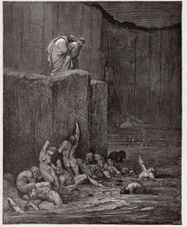 Die Göttliche Komödie, Inferno, Gesang 18: Buhler und Schmeichler im achten Kreis - von Dante Alighieri (1265-1321) - Illustration von Gustave Doré (1832-1883)