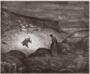 Die Göttliche Komödie (La Divina Commedia), Inferno, Gesang 1: Der Panther am Anfang des Aufstiegs - von Dante Alighieri (1265-1321) - Illustration von Gustave Doré (1832-1883)