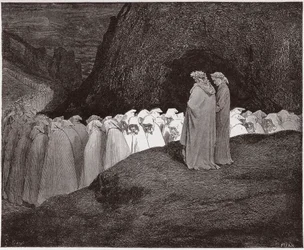 Die Göttliche Komödie, Inferno, 23. Gesang: Die Heuchler sprechen Dante an - von Dante Alighieri (1265-1321) - Illustration von Gustave Doré (1832-1883)