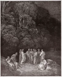 Die Göttliche Komödie, Inferno, 4. Gesang: Homer, die Dichter und die Helden im Limbus - von Dante Alighieri (1265-1321) - Illustration von Gustave Doré (1832-1883)