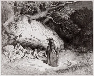 Die Göttliche Komödie (La Divina Commedia, La Divine Comédie), Inferno, 4. Gesang: Die unschuldigen Seelen im Limbus - von Dante Alighieri (1265-1321) - Illustration von Gustave Doré (1832-1883)