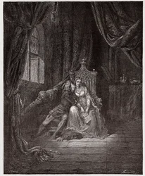 Die Göttliche Komödie (La Divina Commedia), Inferno, Gesang 5: Paolo und Francesca - von Dante Alighieri (1265-1321) - Illustration von Gustave Doré (1832-1883)
