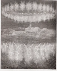 Die Göttliche Komödie (La Divina Commedia), Paradiso, Gesang 12: Die Ringe der verherrlichten Seelen in der Sonne - von Dante Alighieri - Illustration von Gustave Dore