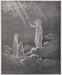 Die Göttliche Komödie, Paradiso, Gesang 8: Karl Martell spricht zu Dante und Beatrice (Illustration von Gustave Doré)