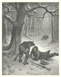 Die Fabeln von La Fontaine: Der Bär und die zwei Freunde (Gravur)