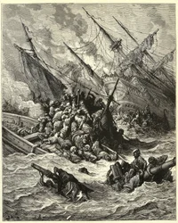 Die Seeschlacht von Lepanto, Gravur von Gustave Doré aus 