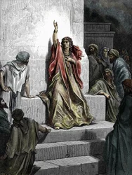 Die Prophetin Debora (Prophetin Debora), Kupferstich aus der von Gustave Doré (1832-1883) illustrierten „Bibel“, 1865, Privatsammlung