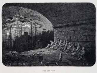 Landstreicher unter Brücken - in „London“ von Gustave Doré