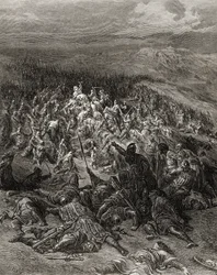 Zweihundert Ritter greifen zwanzigtausend Sarazenen an, Illustration aus 