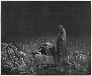 Virgil (70-19 v. Chr.) und Dante, Illustration aus 