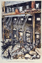 Brand der Opera Comique in Paris am 25. Mai 1887 während der Aufführung des ersten Akts von Ambroise Thomas