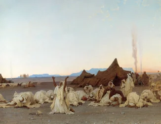Abendgebet in der Sahara. Detail des Tuareg-Lagers. 1863. Maße: 1,3 x 2,8 m. Paris, Musée d