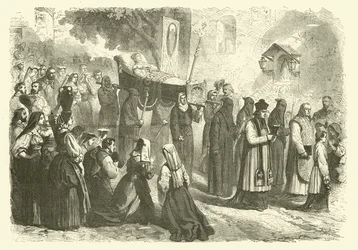 Begräbnisprozession eines jungen Mädchens, Sparanise, Italien