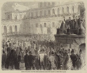 Victor Emmanuel grüßt die Florentiner von der Galerie des Pitti-Palastes