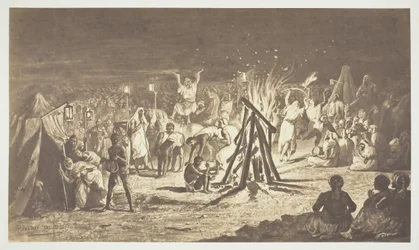 Ohne Titel [Gemälde der Lagerfeuer im Camp de Chalons von Bénédict Masson], 1857
