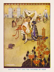 Alice mochte die Herzogin nicht so nah, Die Kinderstube Alice im Wunderland / nacherzählt für die Kinderstube von Irene Pearl; die Bilder von Gwynedd Hudson