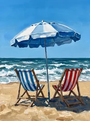 Sonnige Strandstühle