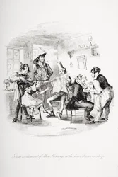 Große Aufregung von Miss Kenwigs im Friseursalon, Illustration aus 