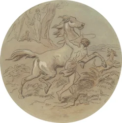 Eines von achtzehn Designs für eine Serie von Platten, die Venus und Adonis illustrieren
