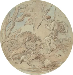 Eines von achtzehn Designs für eine Serie von Platten, die Venus und Adonis illustrieren