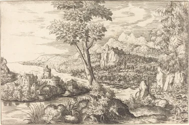Landschaft mit drei Männern