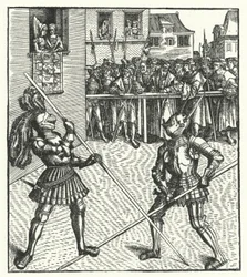 Erzherzog Maximilian von Österreich kämpft zu Fuß mit einer Lanze
