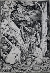 Hexen zaubern während des Hexensabbats