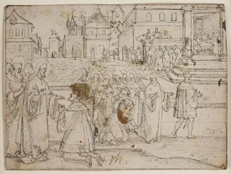 Christus und Jairus; die blutflüssige Frau