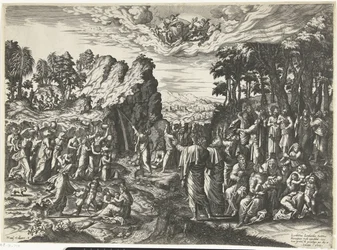 Moses schlägt Wasser aus dem Felsen