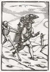 Der Tod kommt zum Krämer, graviert von Georg Scharffenberg, aus 